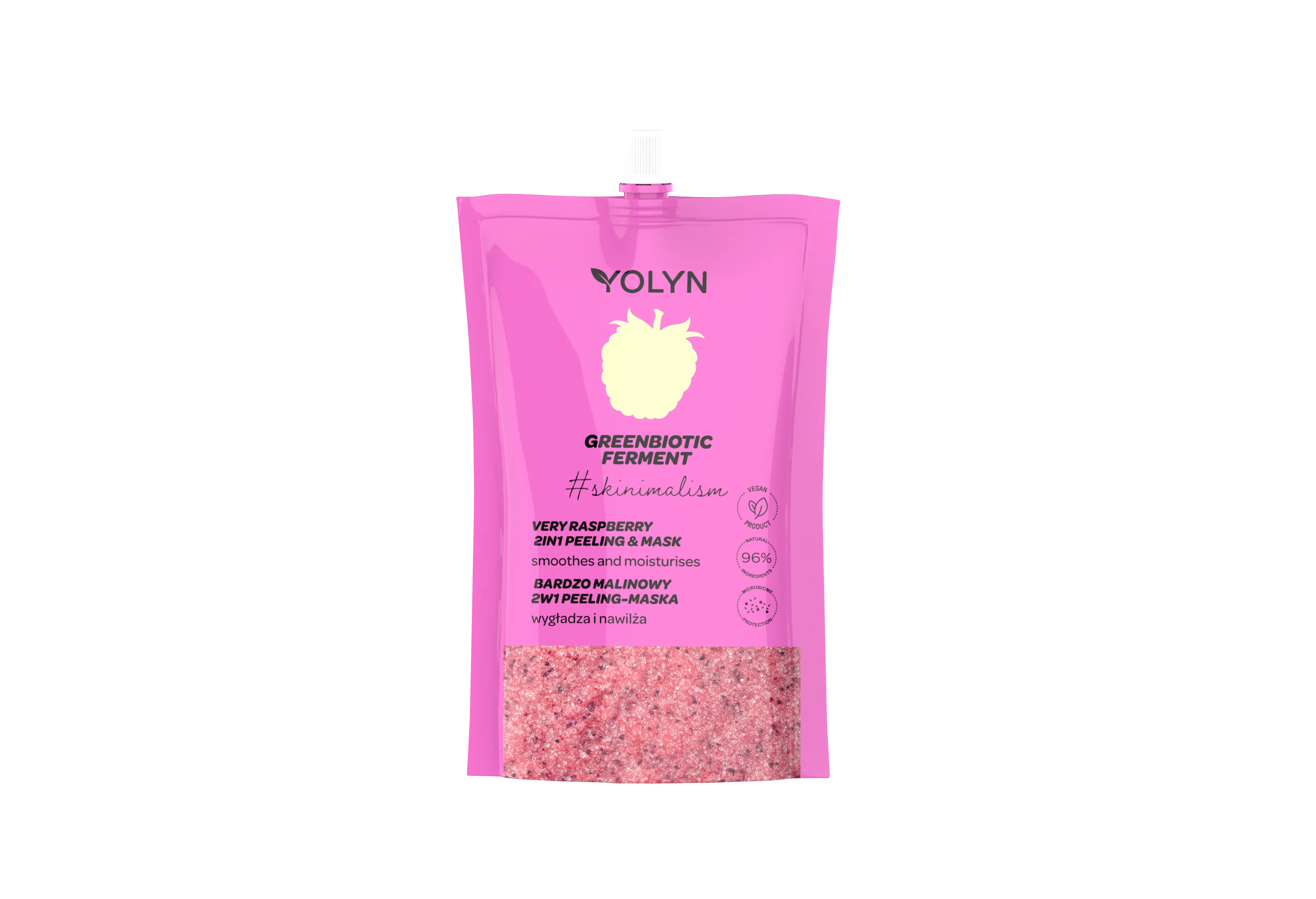 Yolyn Greenbiotic Ferment bardzo malinowy peeling-maska 2w1, 50 ml