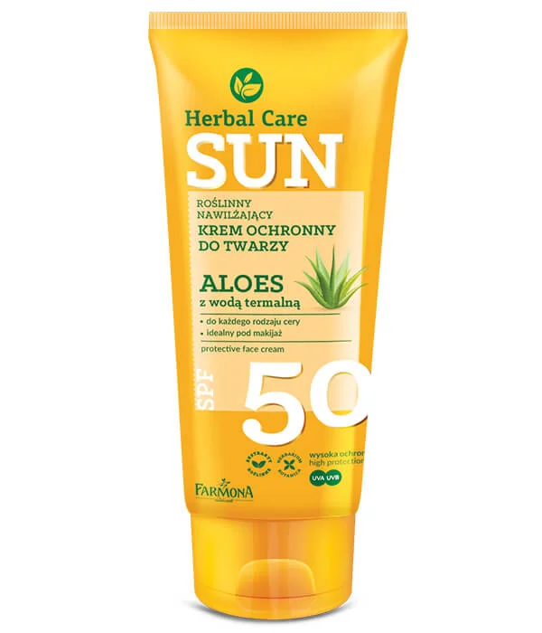 Farmona Herbal Care Sun, roślinny nawilżający krem ochronny do twarzy Aloes z wodą termalną SPF 30, 50 ml