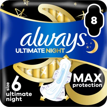 Always Ultimate Night, podpaski ze skrzydełkami, rozmiar 6, 8 sztuk