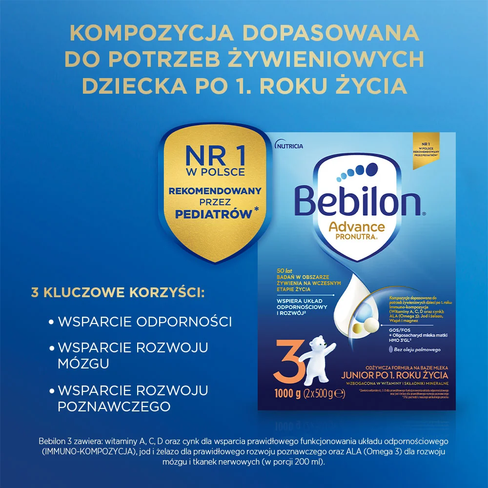 Bebilon 3 Advance Pronutra Junior mleko modyfikowane po 1. roku życia, 1000 g