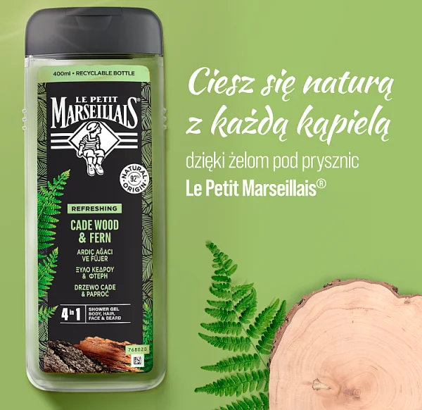 Le Petit Marseillais Żel pod prysznic dla mężczyzn drzewo cade & paproć, 400 ml