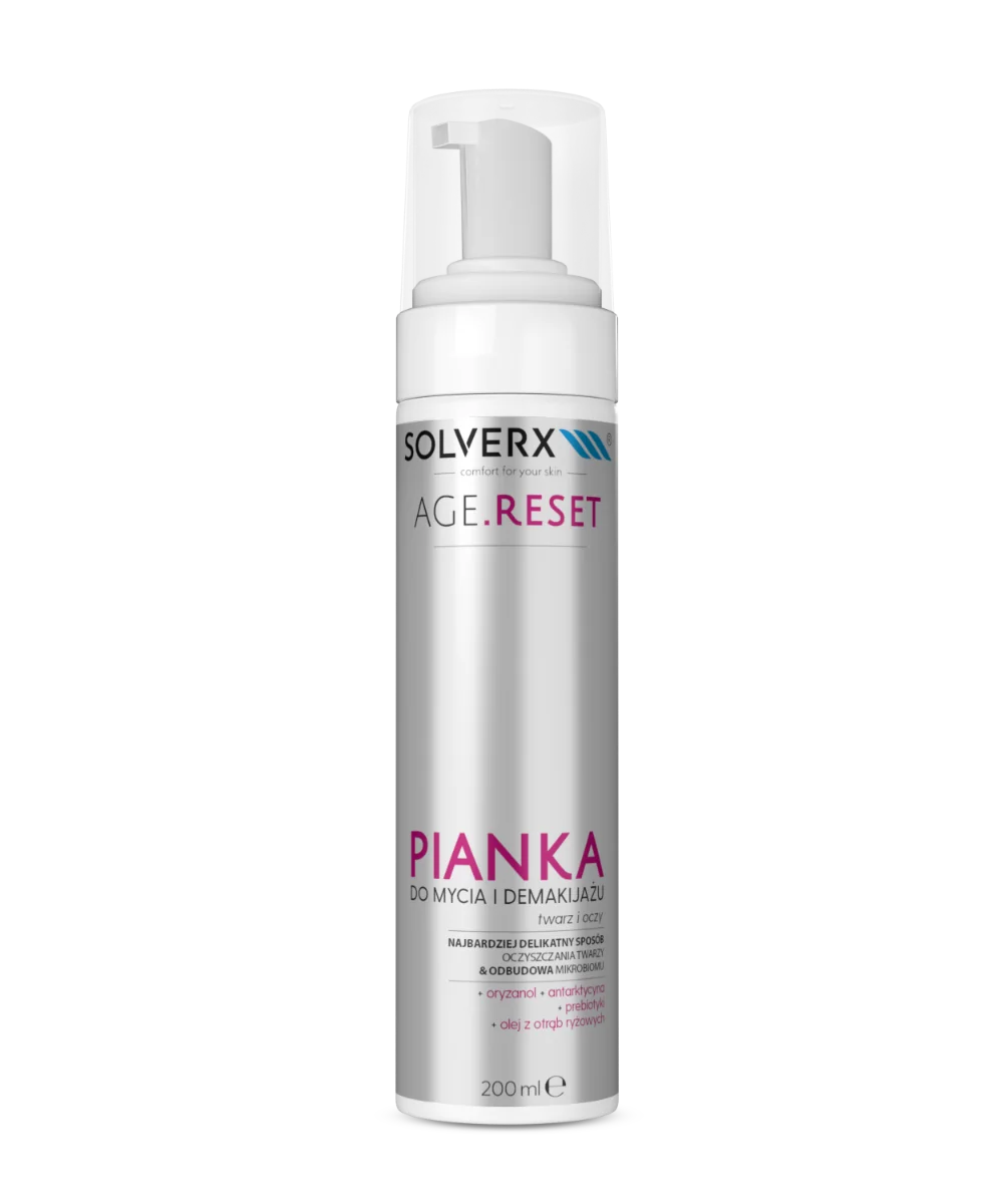 Solverx Age Reset, Pianka do mycia twarzy i demakijażu, 200 ml