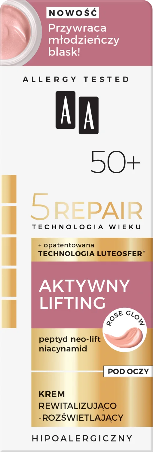 AA 5Repair rewitalizująco-rozświetlający krem pod oczy 50+, 15 ml