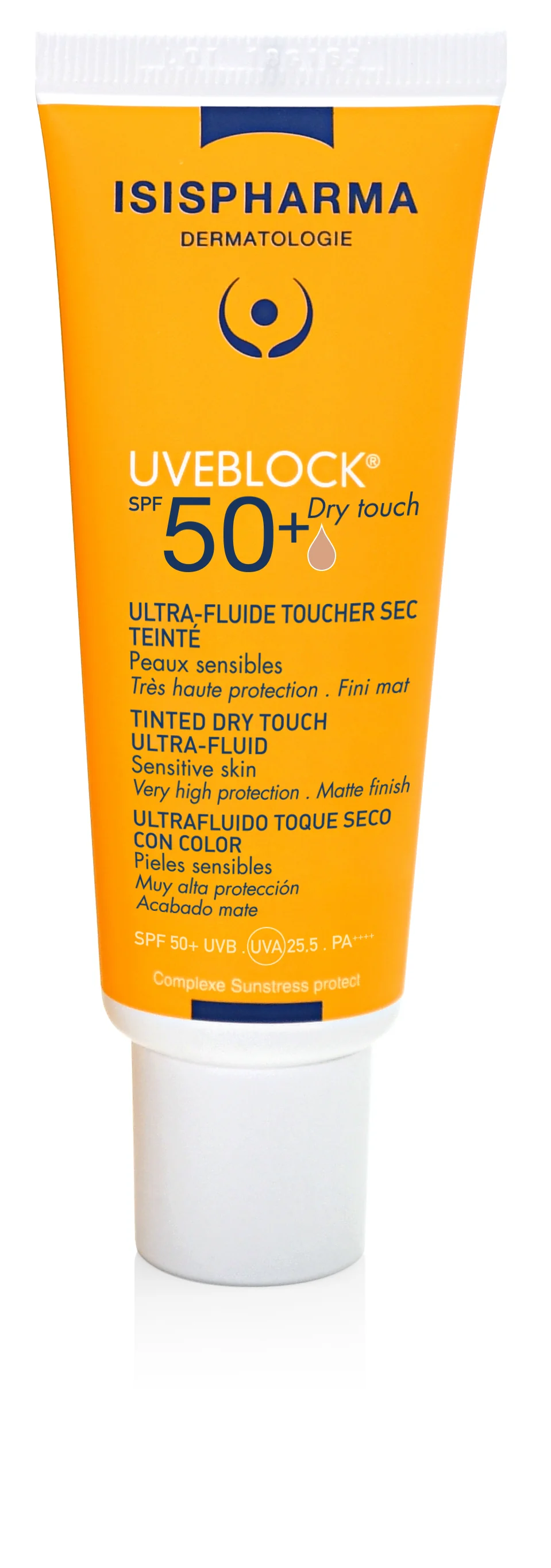 Isispharma Uveblock, utralekki fluid Dry Touch średnio tonujący SPF 50+, 40 ml