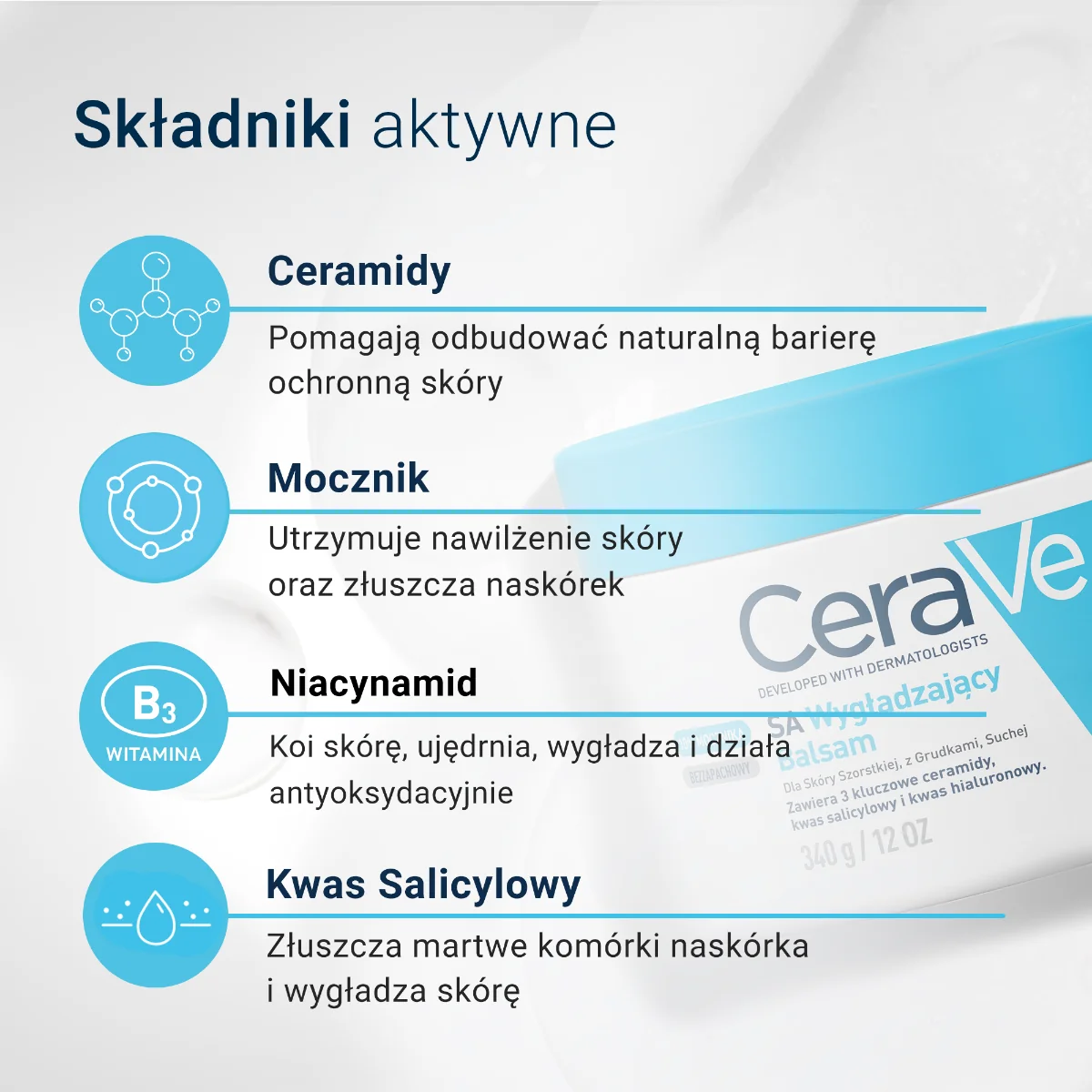 CeraVe balsam wygładzający do twarzy i ciała, 340 g