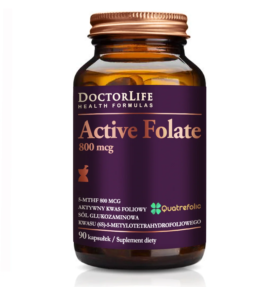 Doctor Life Active Folate 800 mcg, suplement diety, 90 kapsułek