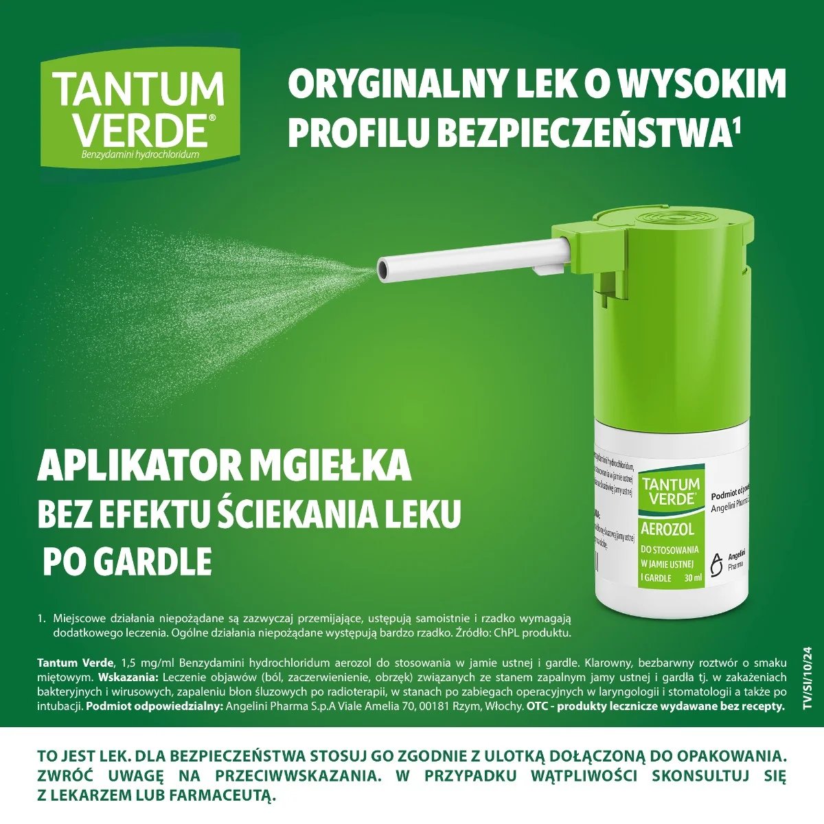 Tantum Verde 1,5 mg/ml, aerozol do stosowania w jamie ustnej i gardle, 30 ml