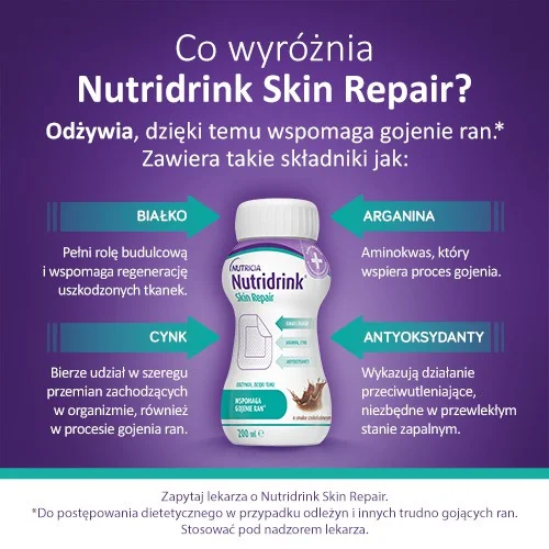 Nutridrink Skin Repair, o smaku czekoladowym, 4 x 200 ml 