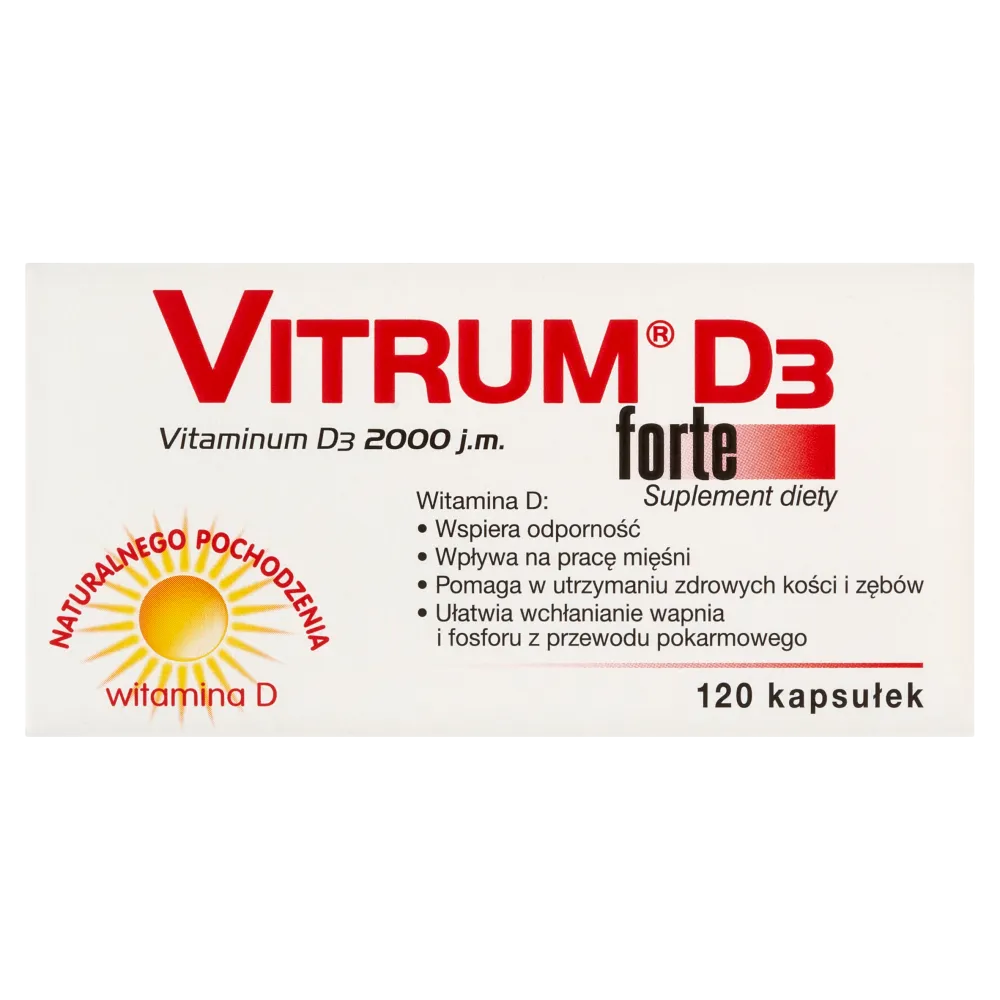 Vitrum D3 Forte, 2000 j.m., 120 kapsułek