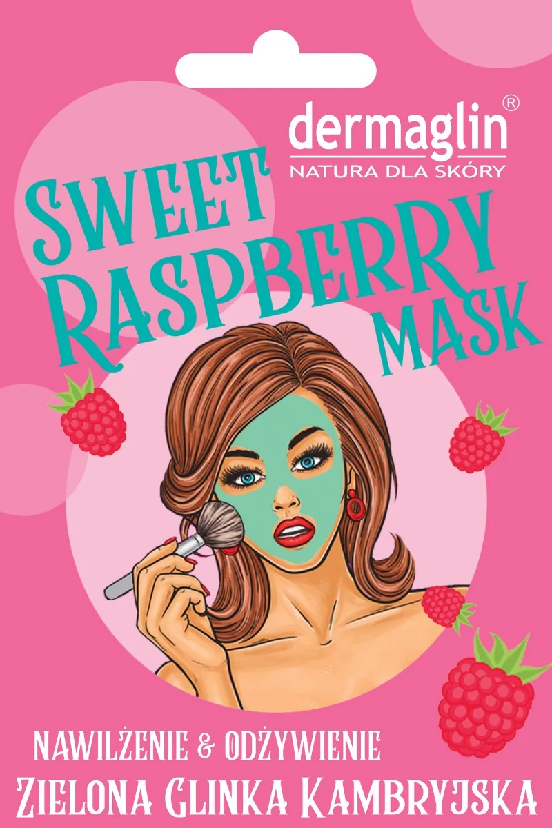 Dermaglin Sweet Raspberry, nawilżająca maseczka do twarzy, 20 g