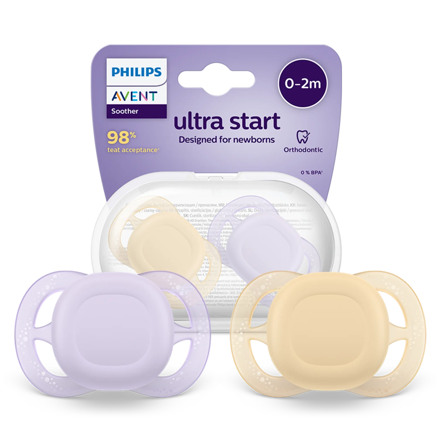 Philips Avent Ultra Start SCF075/01 smoczek ortodontyczny, 0-2 m, 2 szt. 