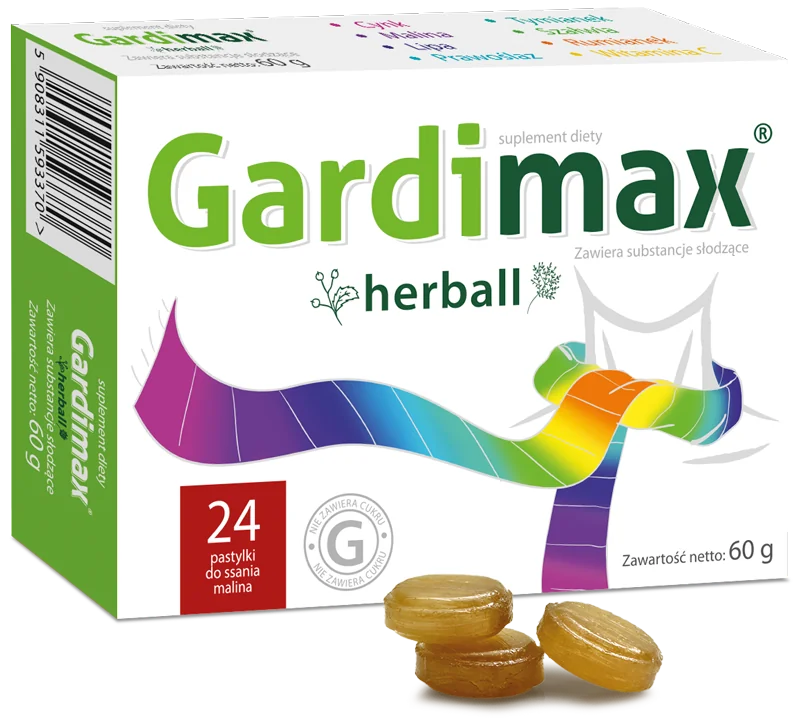 Gardimax Herball, 24 pastylki do ssania o smaku malinowym