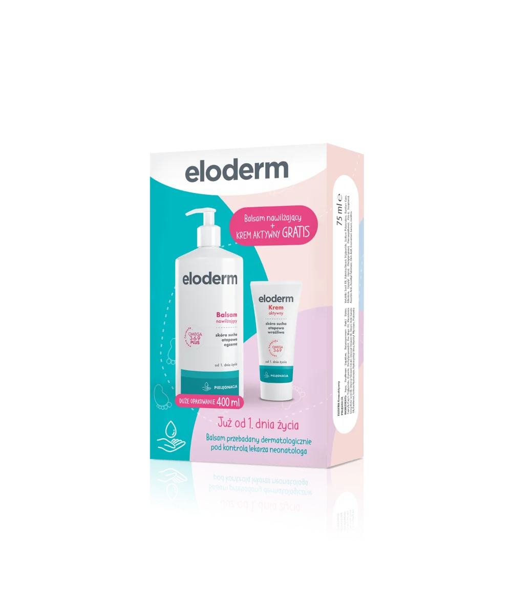 Eloderm, balsam nawilzajacy, 400 ml +  krem aktywny, 75 ml