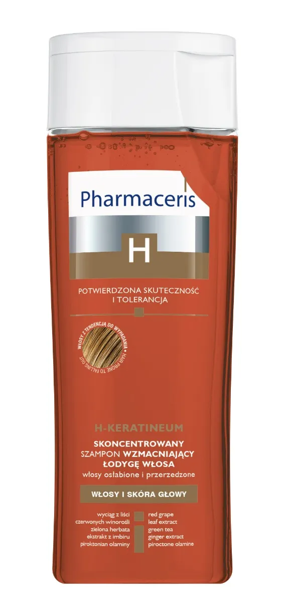 Pharmaceris H Keratineum, skoncentrowany szampon wzmacniający łodygę włosa do włosów osłabionych, 250 ml