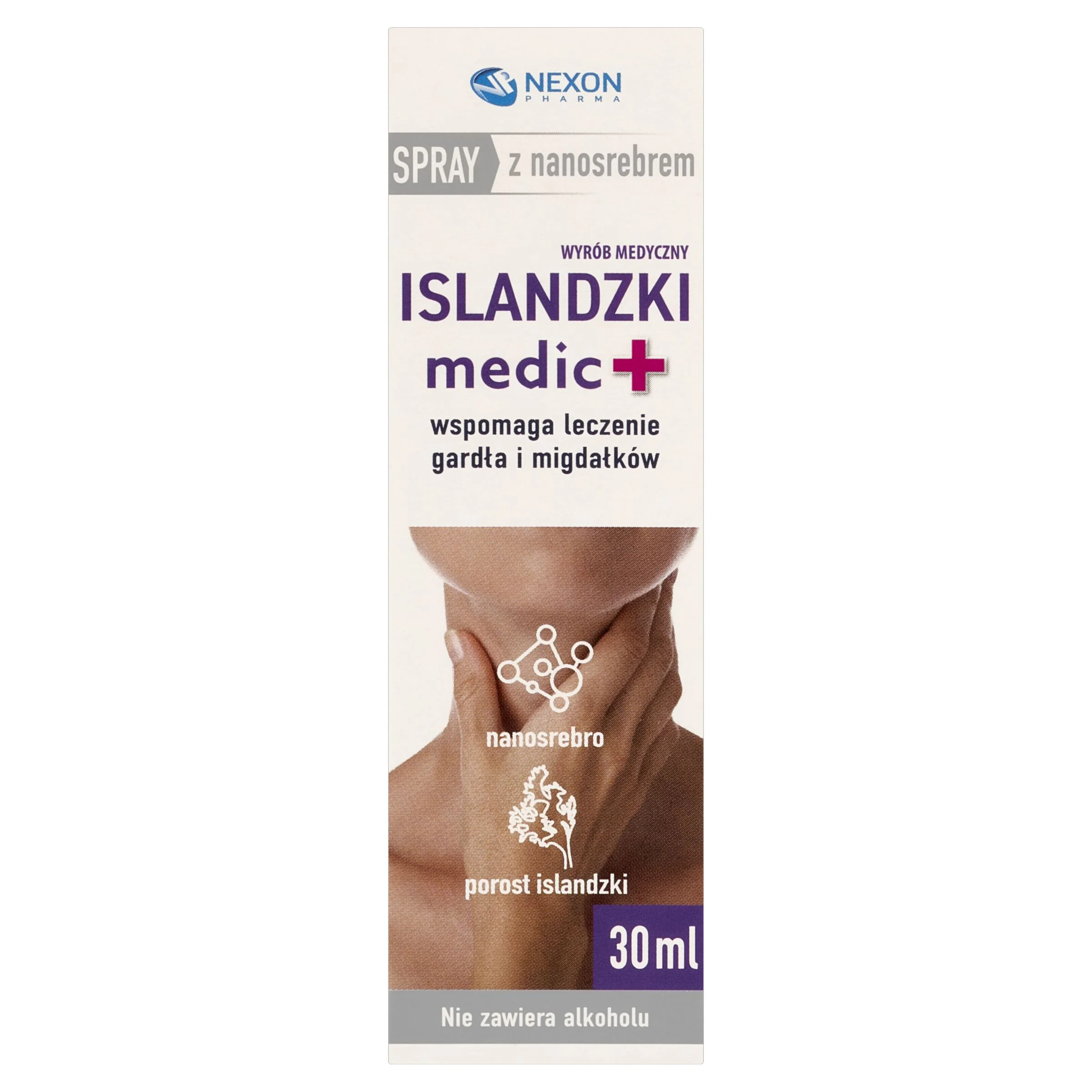 Nexon Pharma Islandzki medic+, spray do gardła z nanosrebrem, 30 ml