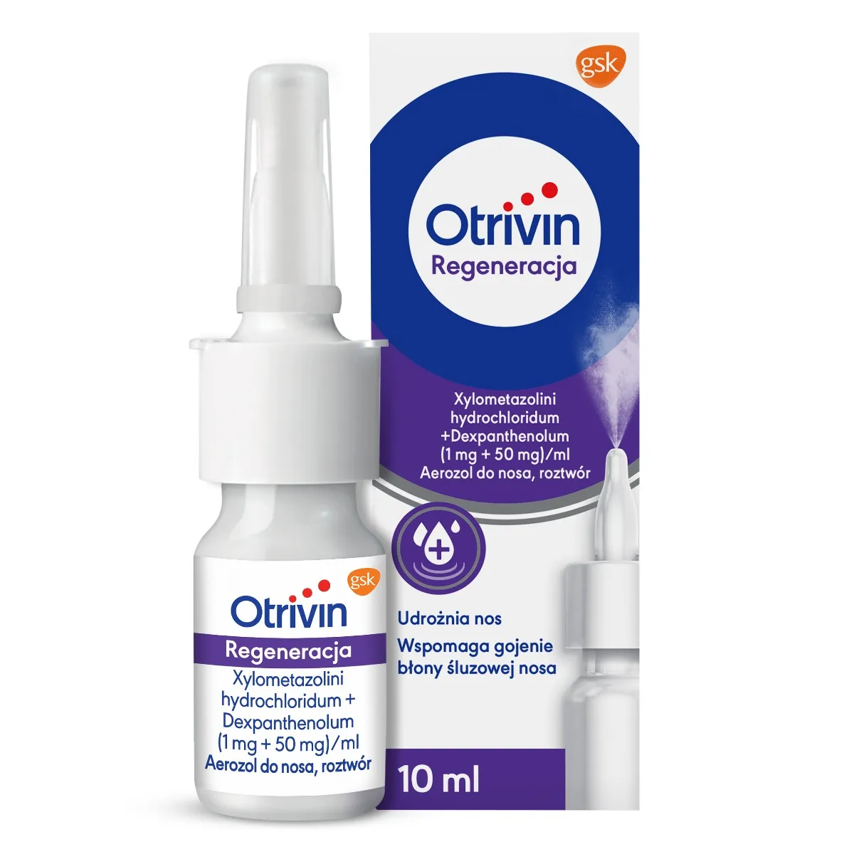Otrivin Regeneracja, 1mg + 50mg/ml, aerozol do nosa, 10 ml 