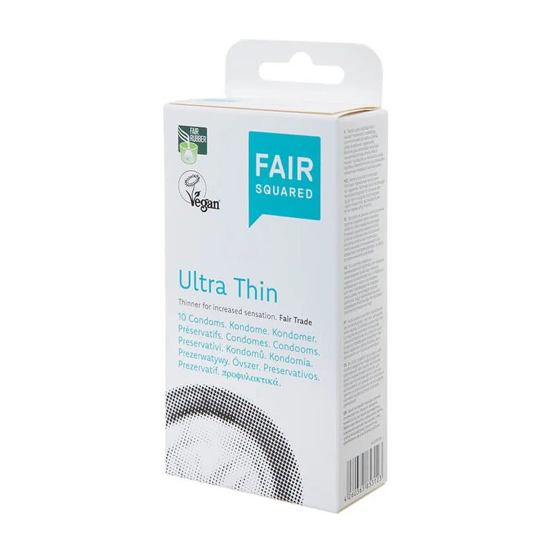 FAIR SQUARED Ultra Thin, Prezerwatywy cienkie, przezroczyste z naturalnego lateksu 10 szt.