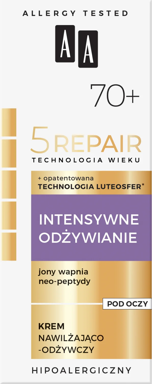 AA 5Repair Intensywne Odżywianie, nawilżająco-odżywczy krem pod oczy 70+, 15 ml