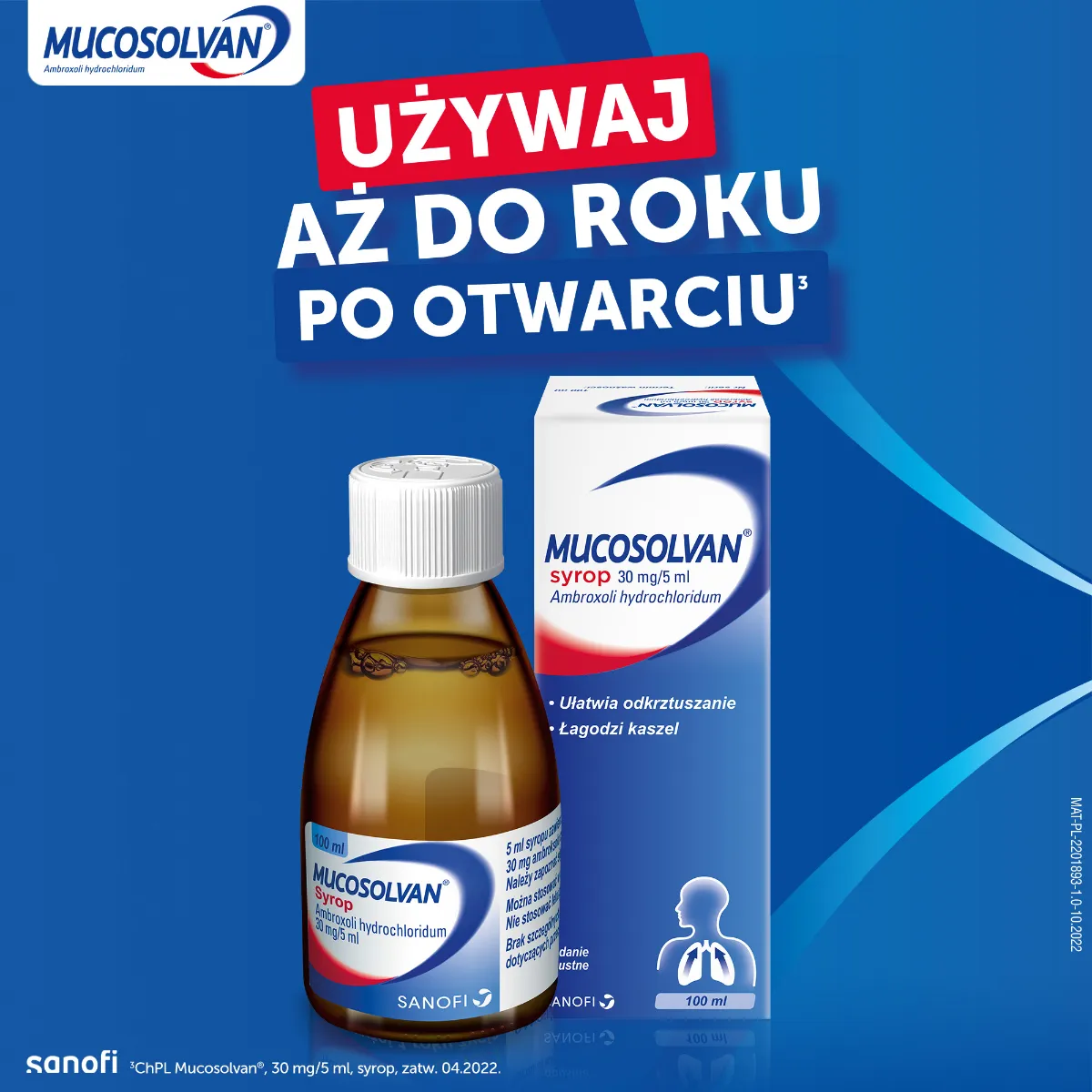 Mucosolvan syrop, 30 mg / 5 ml Ambroxoli hydrochloridum, 100 ml 