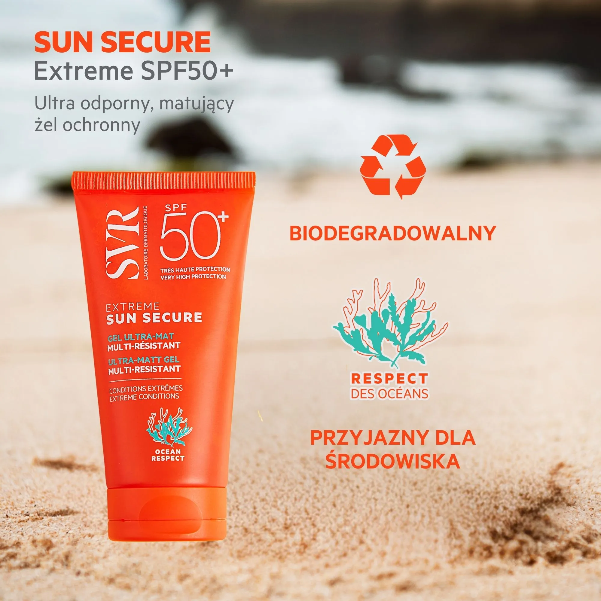 SVR Sun Secure Extreme SPF 50+, ultra odporny, matujący żel ochronny, 50 ml 