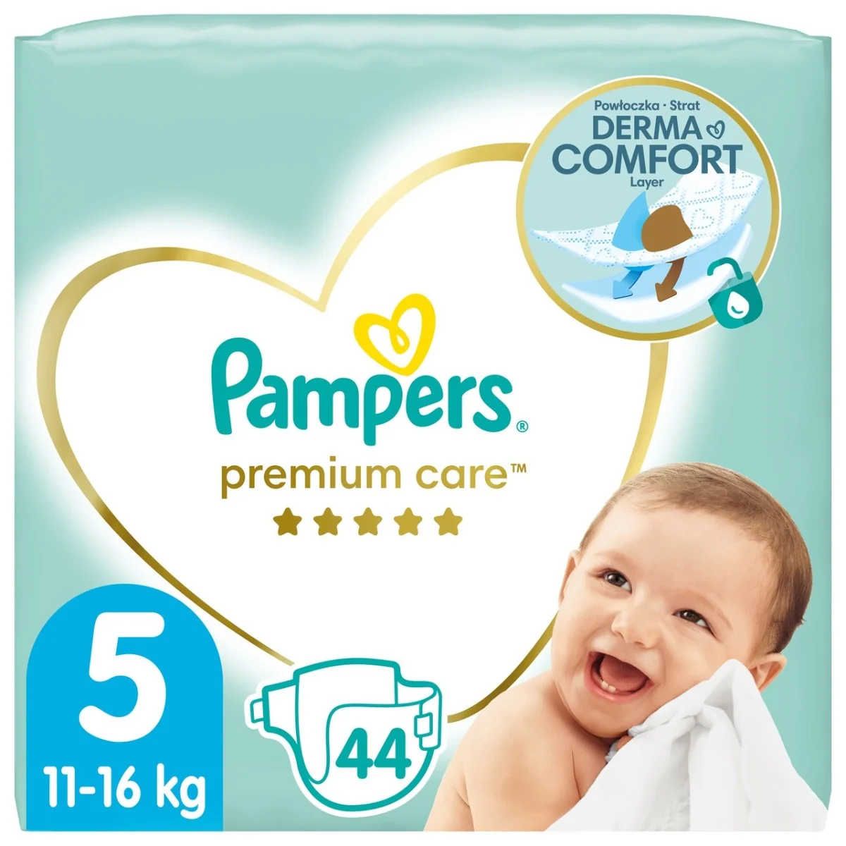 Pampers Premium Care, pieluchy rozmiar 5, 11-16 kg, 44 sztuki 