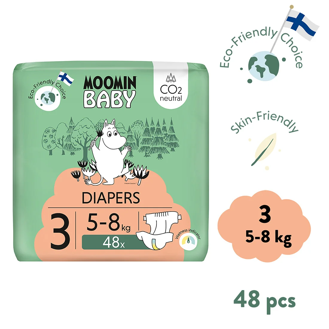 Moomin Baby, pieluszki 3 Midi 5-8 kg ,48 szt.