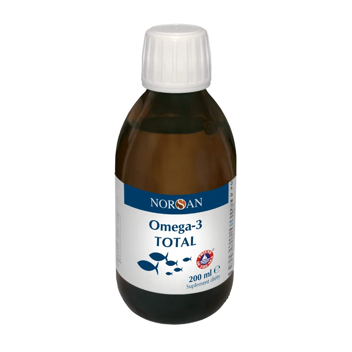 Norsan Omega-3 Total płynny olej rybny z witaminą D o smaku naturalnym, 200 ml