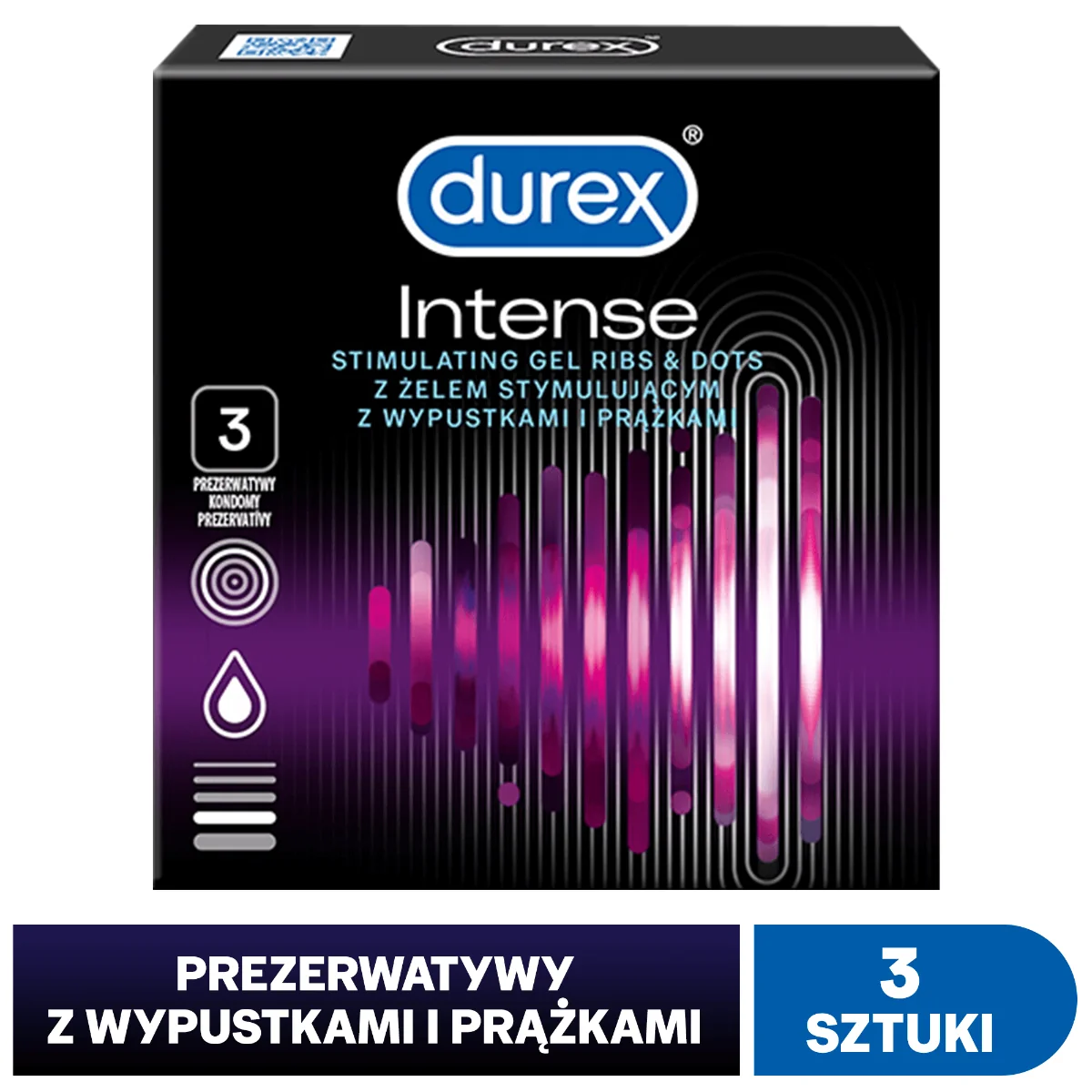 Durex Intense, prezerwatywy, 3 szt.