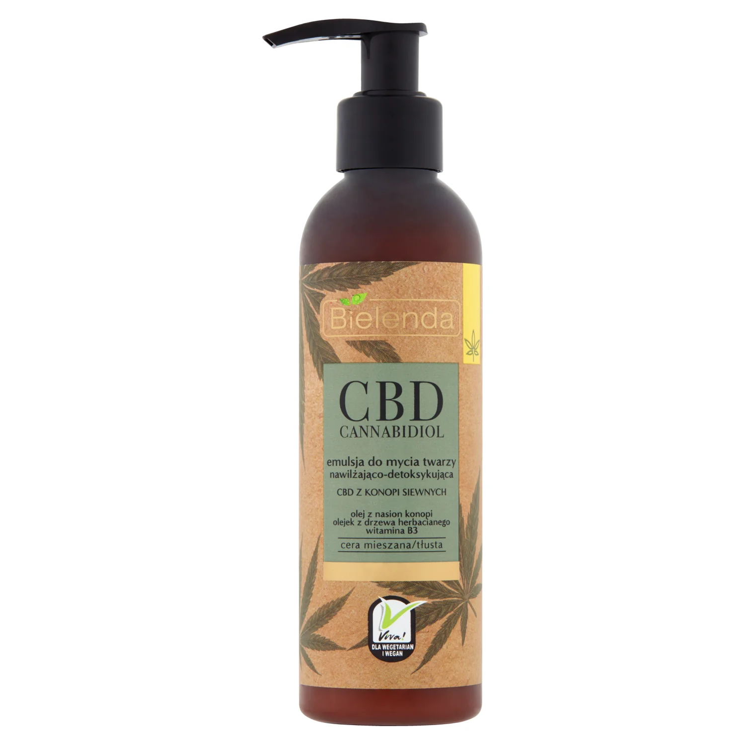 Bielenda CBD Cannabidiol, Emulsja do mycia twarzy z CBD z konopi siewnych do cery mieszanej i tłustej, 150 g