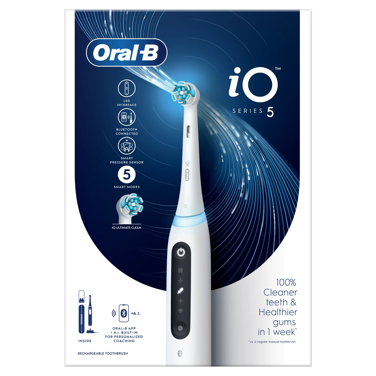 Oral-B iO Series 5 Quiet White, szczoteczka elektryczna do zębów, 1 szt.