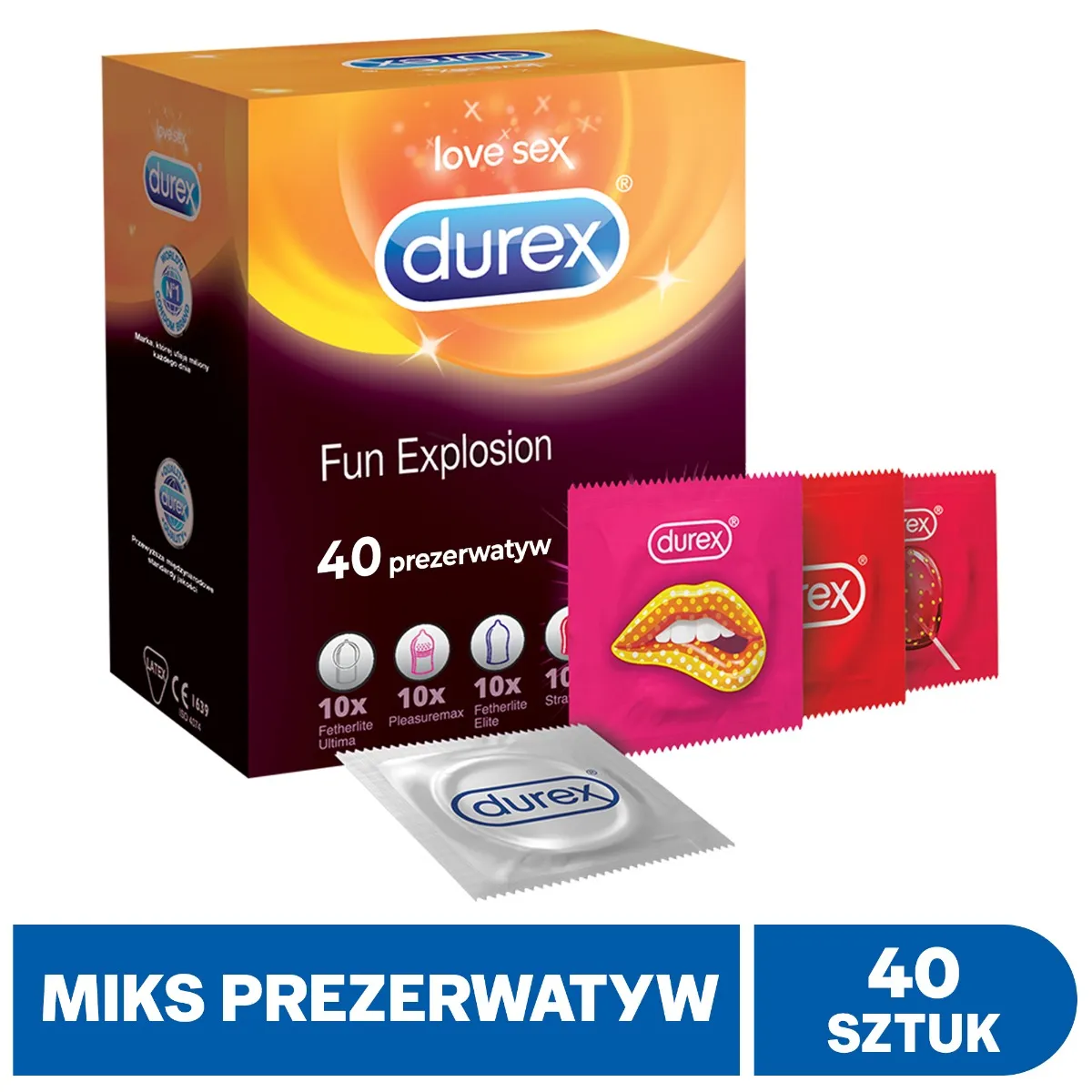 Durex Fun Explosion, prezerwatywy, 40 sztuk
