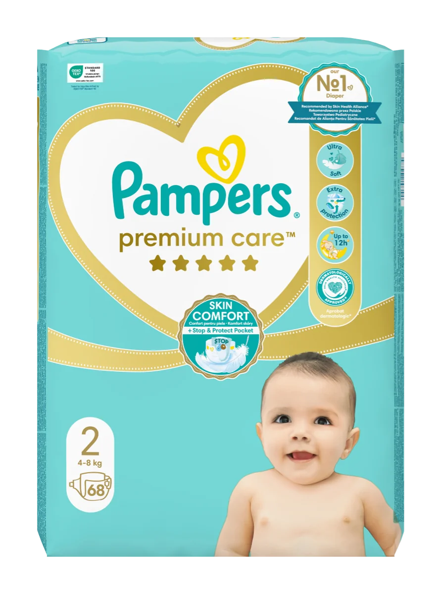 Pampers Premium Care, pieluchy, rozmiar 2, 4-8 kg, 68 sztuk