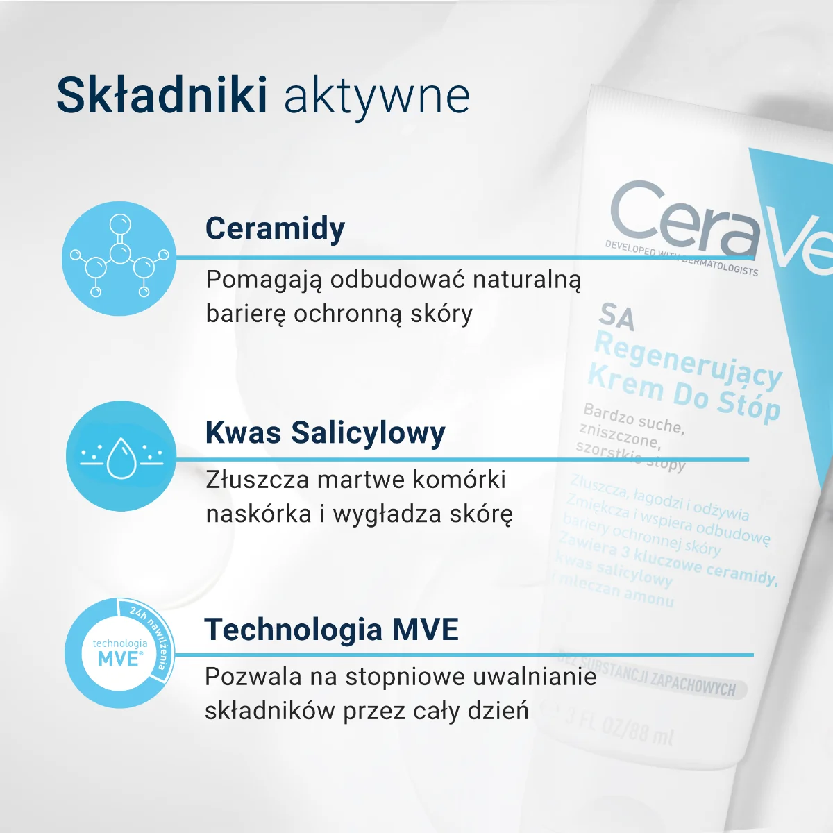 CeraVe SA, krem regenerujący do stóp z ceramidami, 88 ml