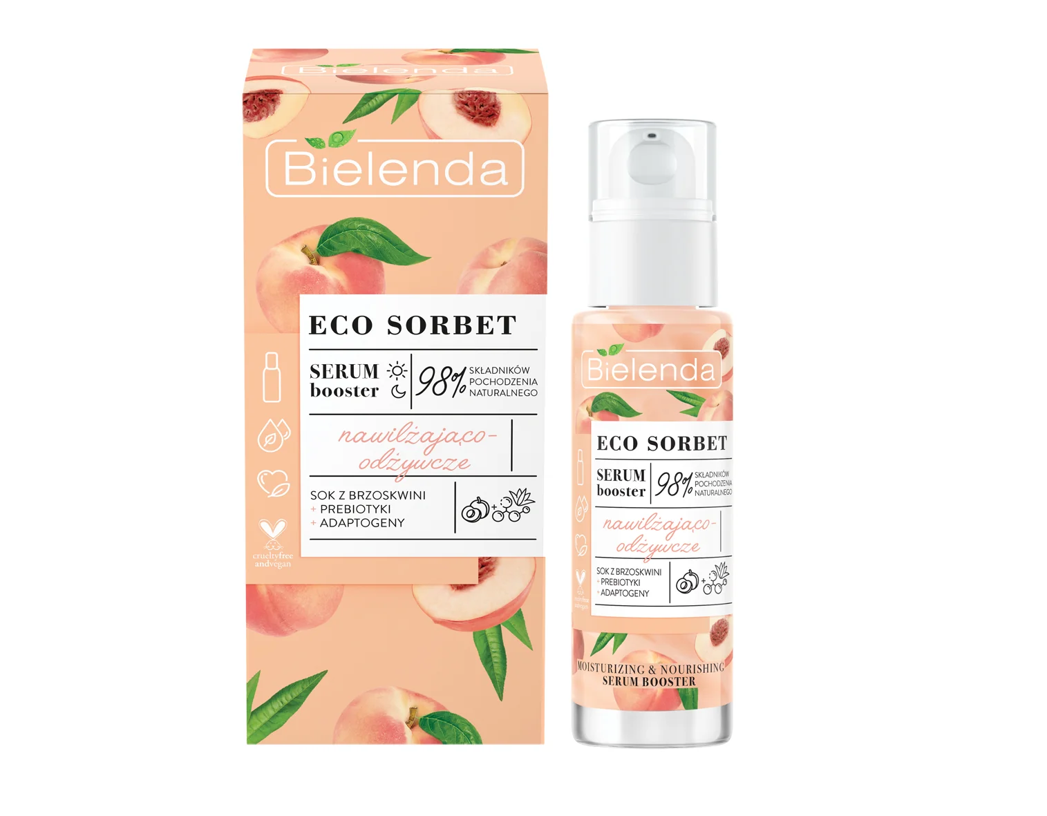 Bielenda Eco Sorbet, nawilżająco-odżywczy serum booster Brzoskwinia, 30 ml