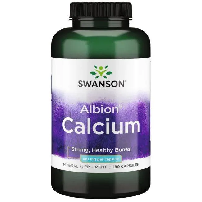 Swanson Albion Chelated Calcium , suplement diety, 180 kapsułek