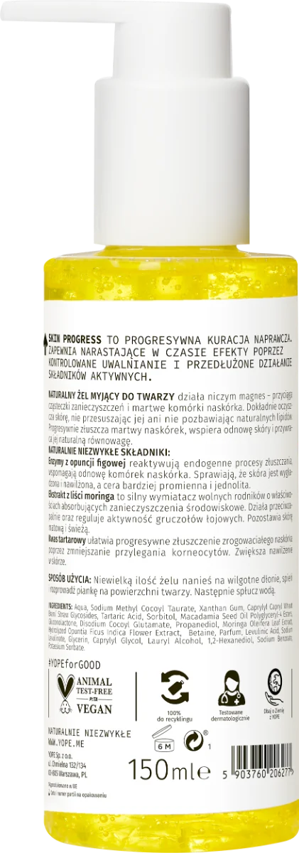 YOPE Skin Progress żel myjący do twarzy acidofilny, 150 ml