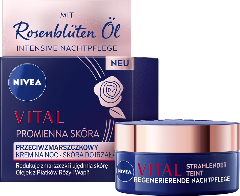 Nivea Vital Promienna Skóra, przeciwzmarszczkowy krem na noc dla skóry dojrzałej, 50 ml