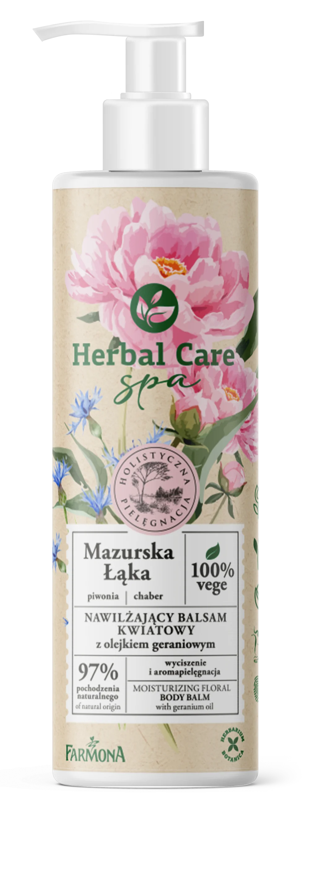 Herbal Care SPA Mazurska Łąka, nawilżający balsam kwiatowy z olejkiem geraniowym, 400 ml