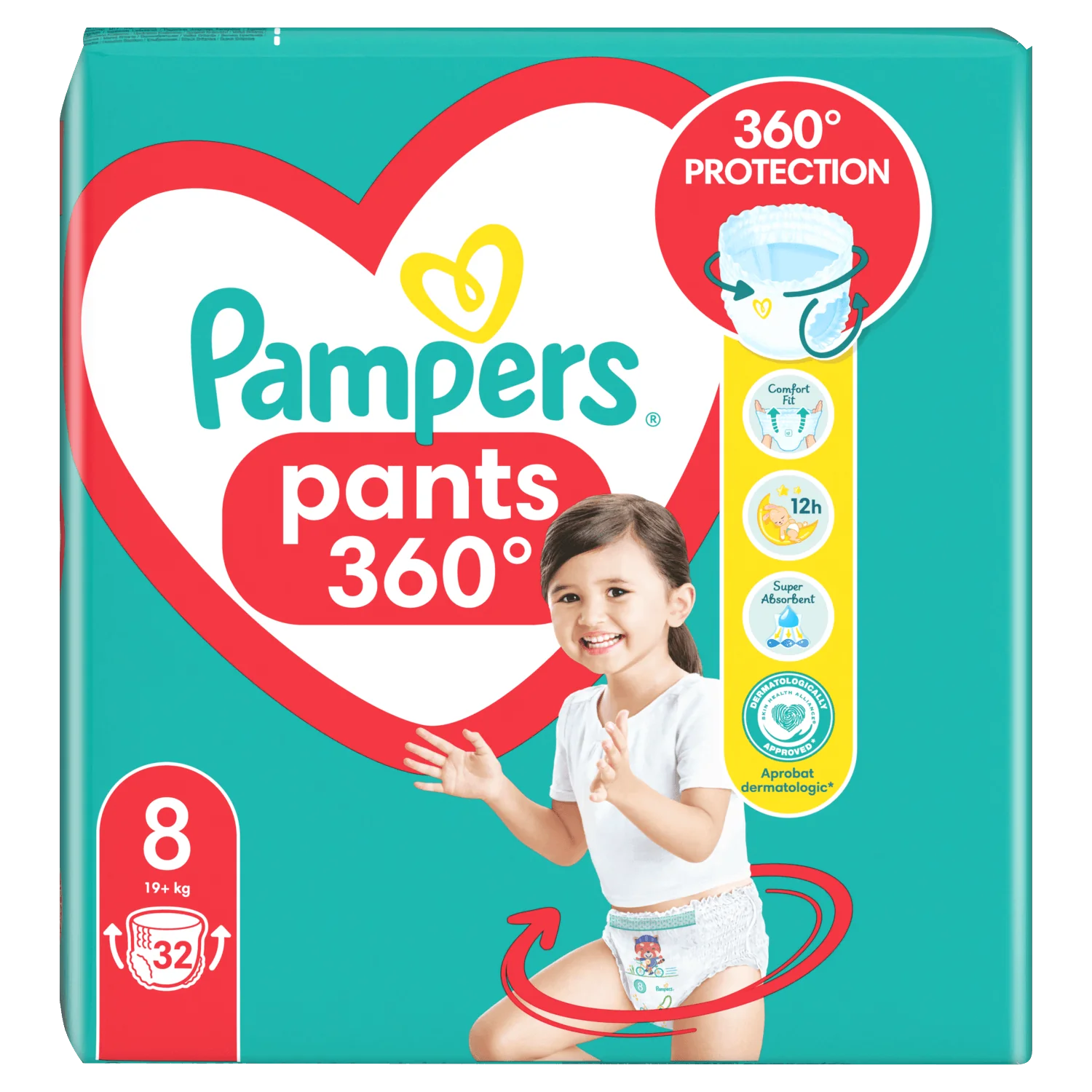 Pampers Pants, Pieluchomajtki, rozmiar 8 (19kg+), 32 sztuki