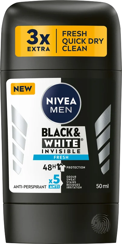 Nivea Men Black & White Invisible Fresh, antyperspirant w sztyfcie, 50 ml