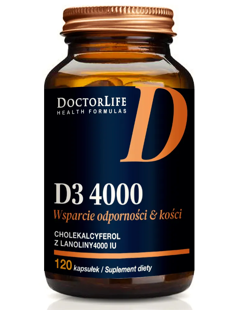 Doctor Life Wsparcie odporności & kości witamina D3 4000, 120 kapsułek