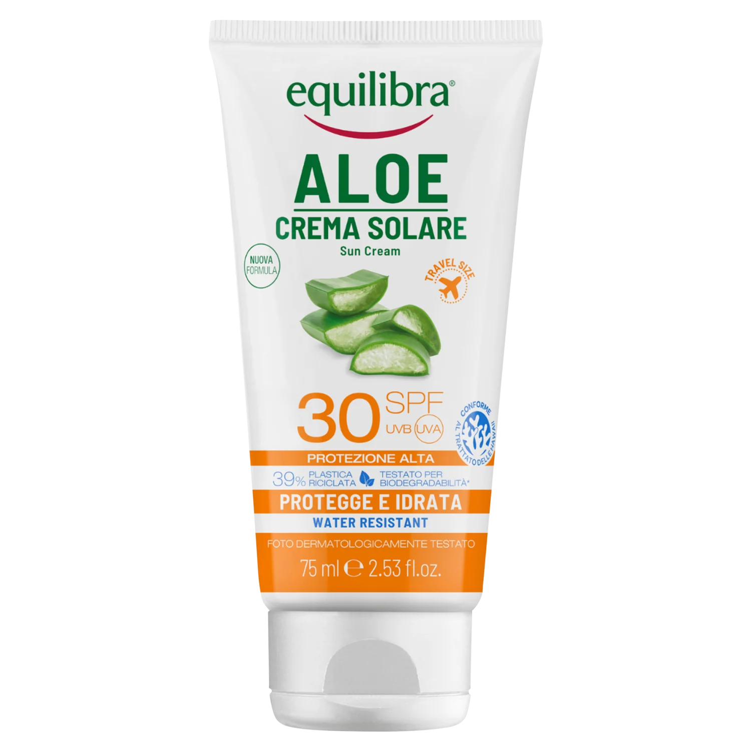 Equilibra Aloe, krem przeciwsłoneczny UVA UVB SPF30+, 75 ml