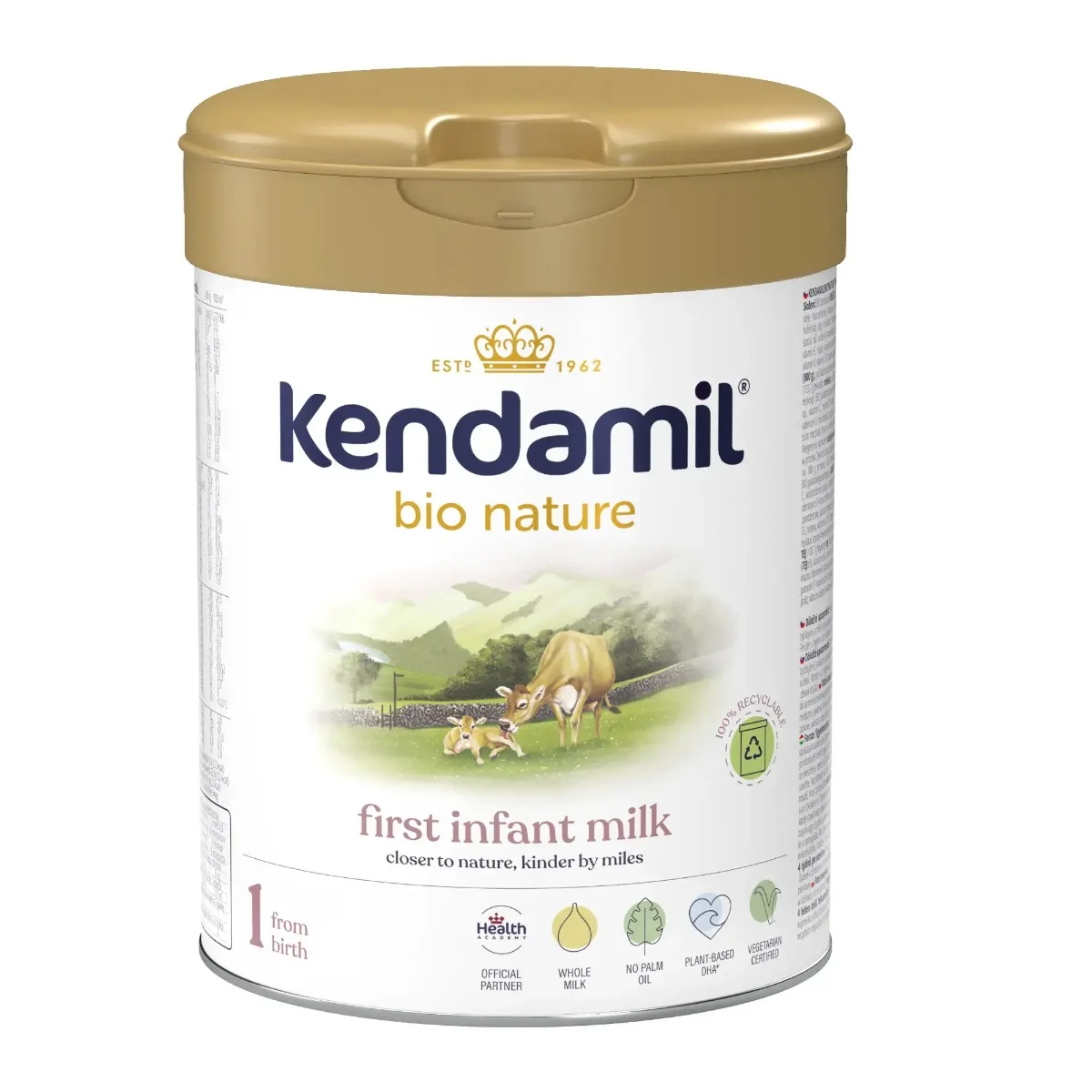 Kendamil BIO Nature 1 DHA+ Mleko początkowe dla niemowląt od urodzenia, 800 g