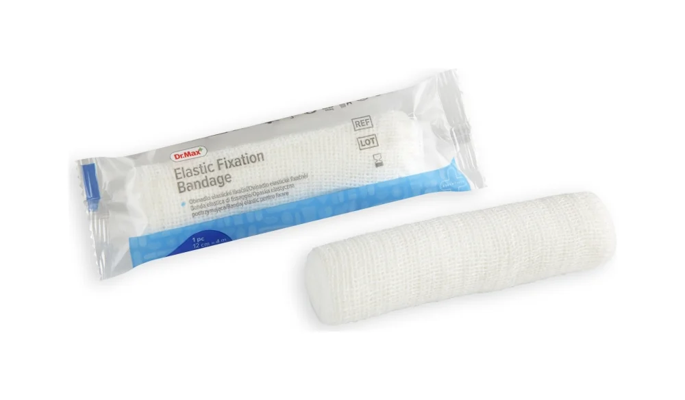 Elastic Fixation Bandage Dr. Max, opaska podtrzymująca 12 cm x 4 m, 1 sztuka 