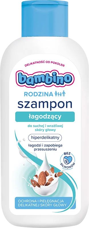 Bambino Rodzina, łagodzący szampon do suchej i wrażliwej skóry głowy, 400 ml