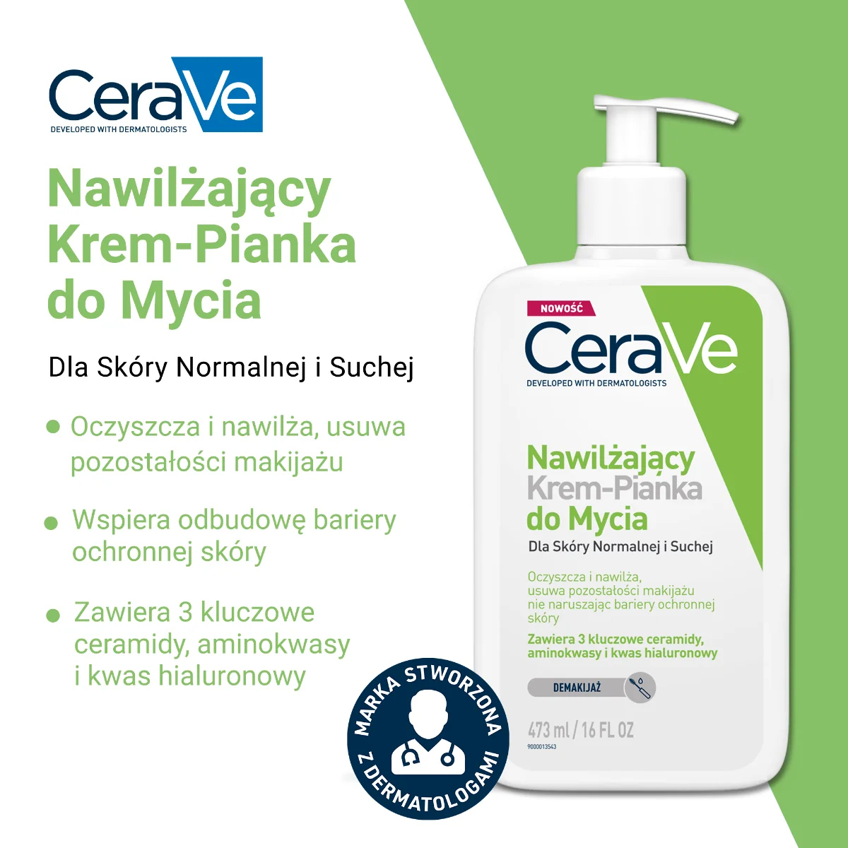 CeraVe nawilżający krem-pianka do mycia, 473 ml