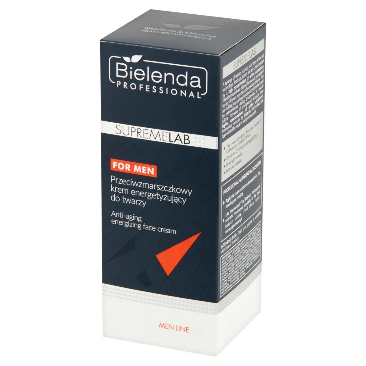 Bielenda Professional SupremeLab Men Line, przeciwzmarszczkowy krem energetyzujący do twarzy, 50 ml