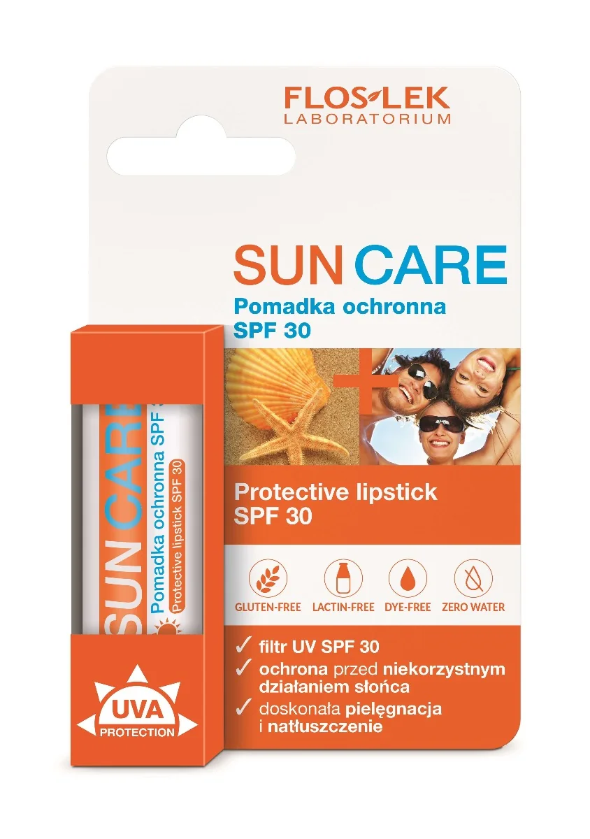 Flos-Lek Sun Care, pomadka ochronna do ust SPF 30, 1 sztuka