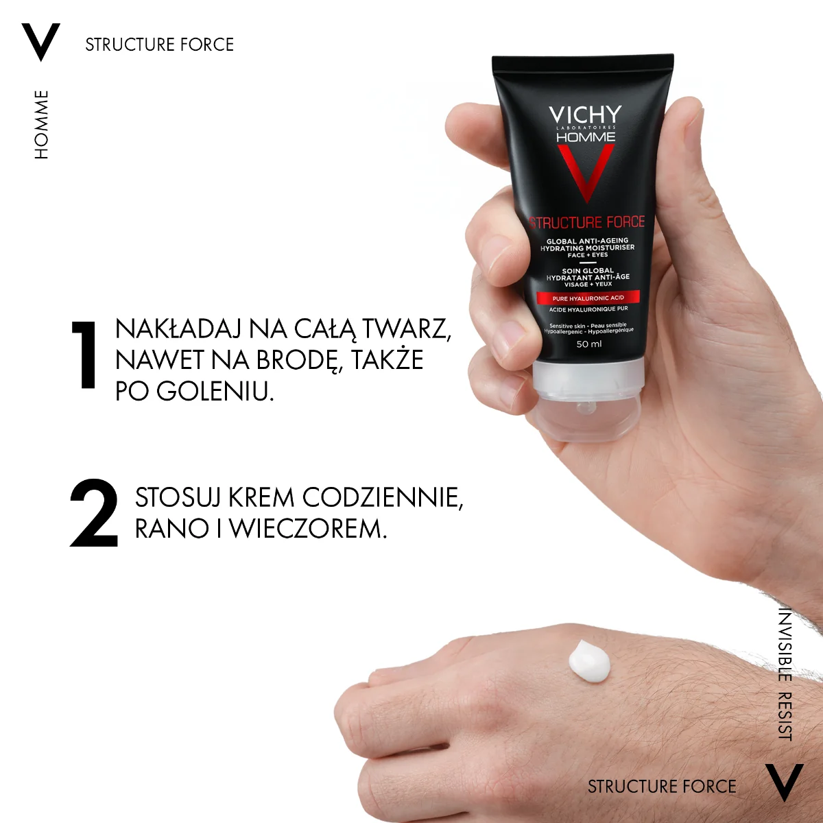 Vichy Homme Structure Force przeciwzmarszczkowy krem wzmacniający, 50 ml