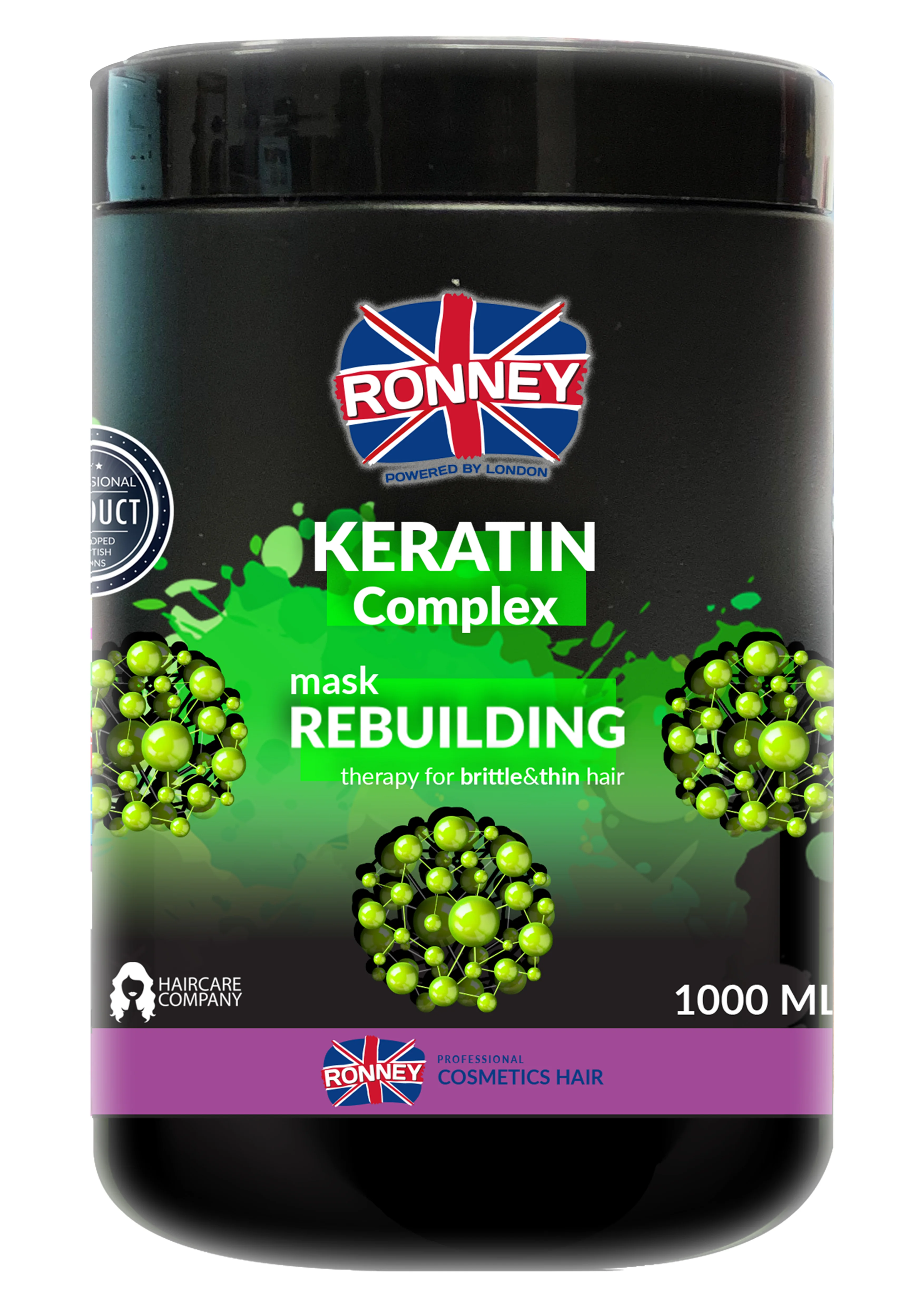 RONNEY Keratin Complex Rebuilding Therapy, Maska odbudowująca do włosów suchych i łamliwych, 1000 ml